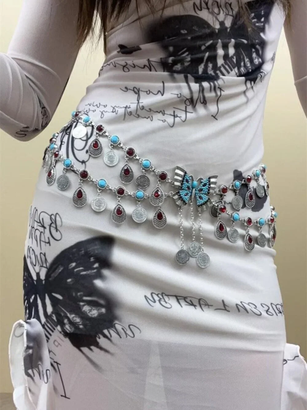 Boho Crystal Flower Waist Belt for Women | Ethnic Belly Chain & Body Jewelry